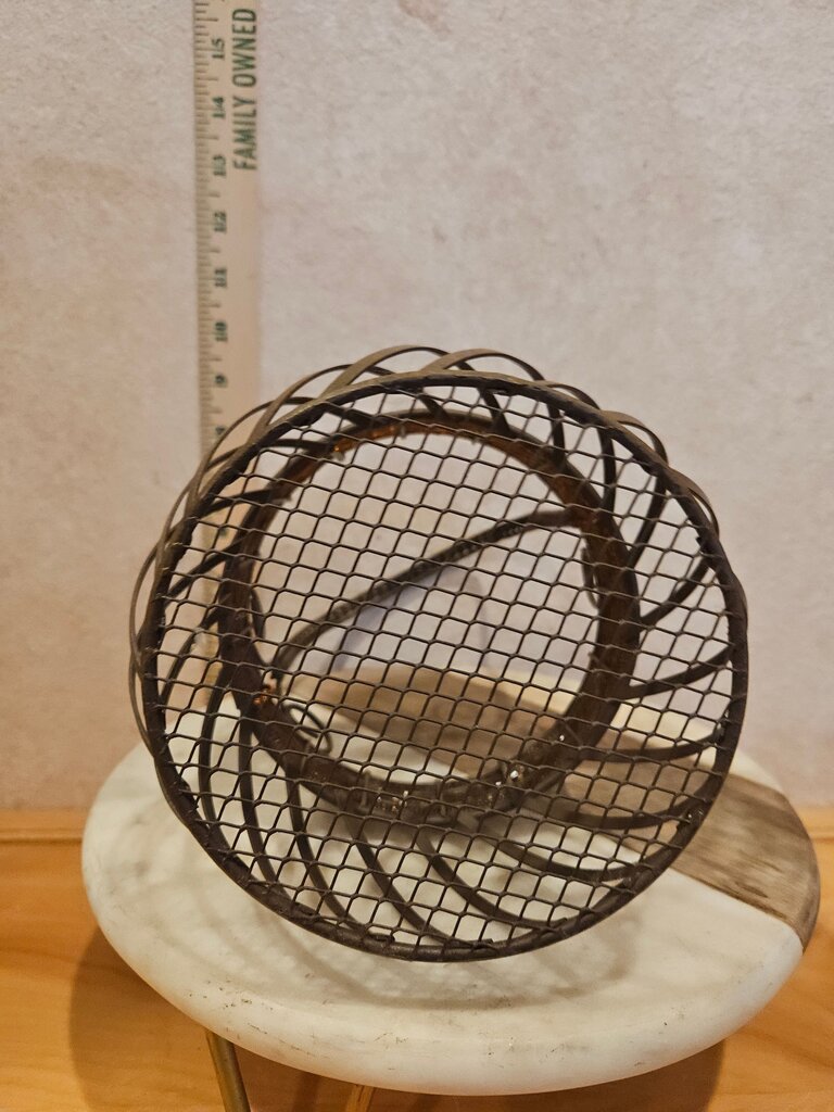 Metal and wicker Basket Brown Bronze Gold Two Toned Braided Ornate Display Decor
