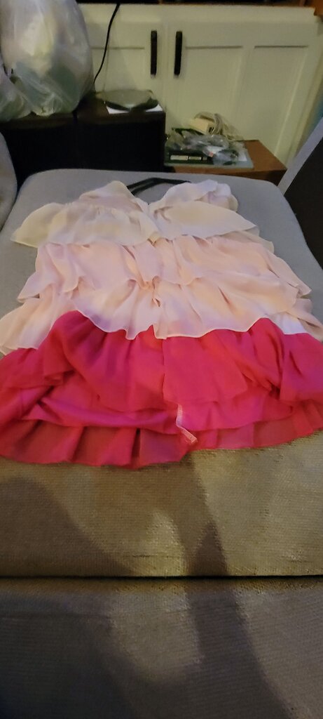 Girls' Pink and White Ruffled Dress