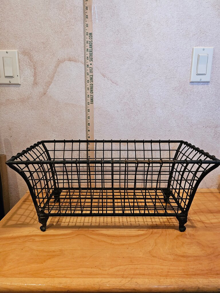 Farmhouse Metal Wire Storage Organizer Bin Basket, Wire Basket With Legs, Home Storage Organizer for Bathroom,Kitchen, Pantry, Laundry Room, Closets & Garage