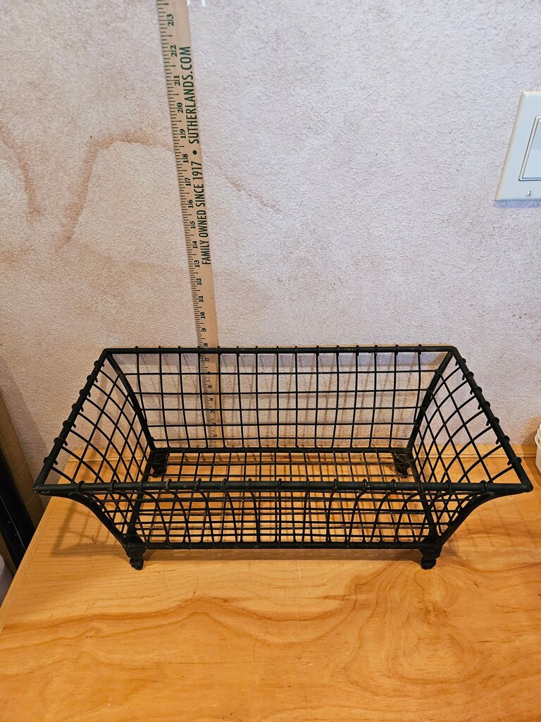 Farmhouse Metal Wire Storage Organizer Bin Basket, Wire Basket With Legs, Home Storage Organizer for Bathroom,Kitchen, Pantry, Laundry Room, Closets & Garage