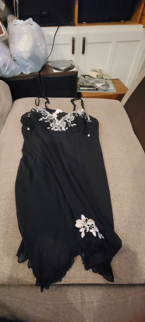 Cacique Black Embroidered Sleep Dress