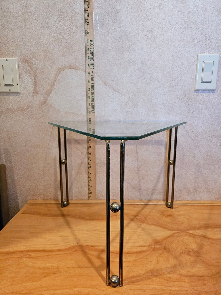 Mid-Century Modern Glass & Brass Vintage Hollywood Regency side table plant stand makeup display