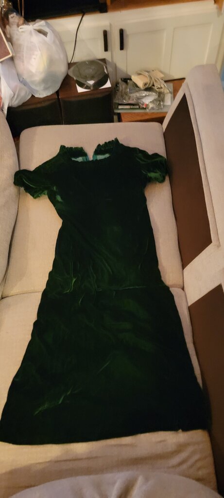 Vintage Green Velvet Dress