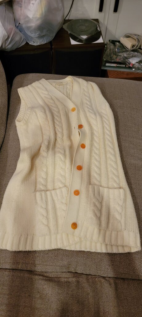 Vintage Knit Vest with Orange Buttons
