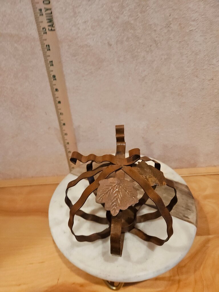 Rustic Crinkle Pressed Metal Pumpkin table display Candleholder Fall Farmhouse Holiday Chic