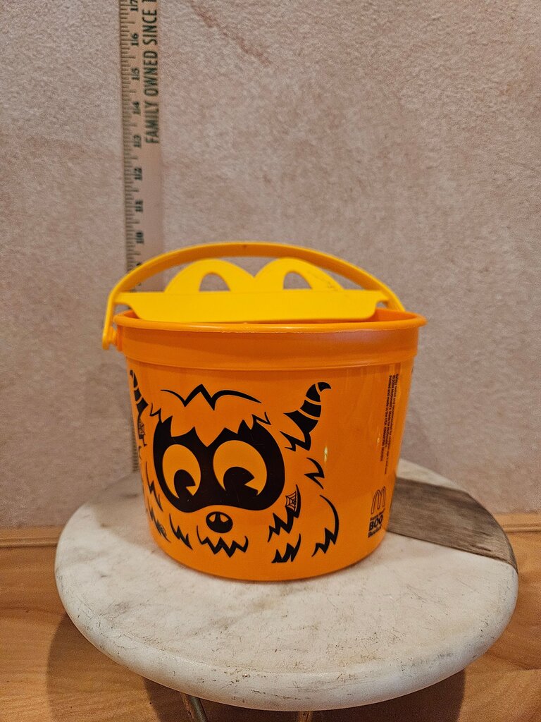 McDonald's Halloween Bucket Pail 2024 Happy Meal Monster Boo Bucket Orange