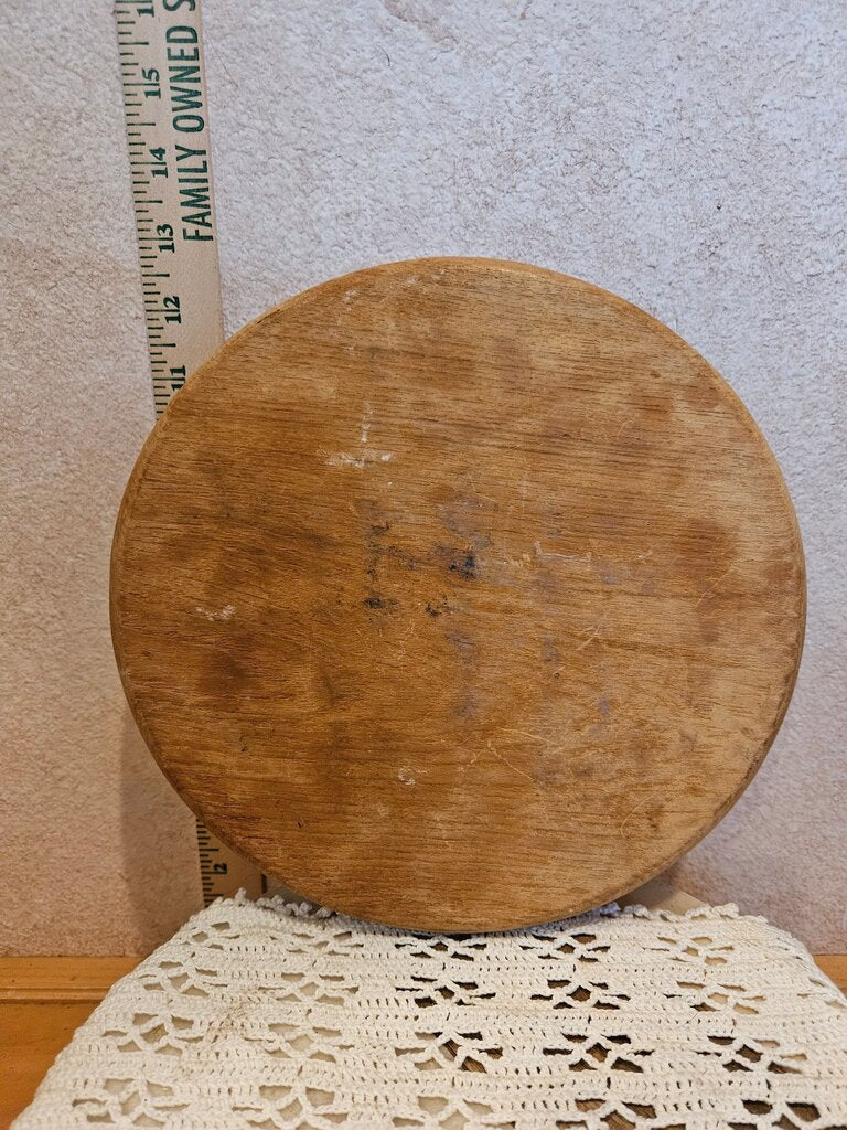 VINTAGE MCM French Bread Cutting or Chopping Wood Plate, cheese display, cloche base wooden riser organizer