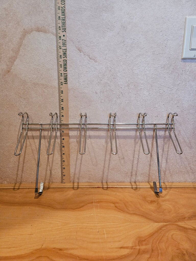 Designer Over The Door Wire Clothes coat hat Towel Display Rack Closet Organizer Silver Metal 6 Hooks
