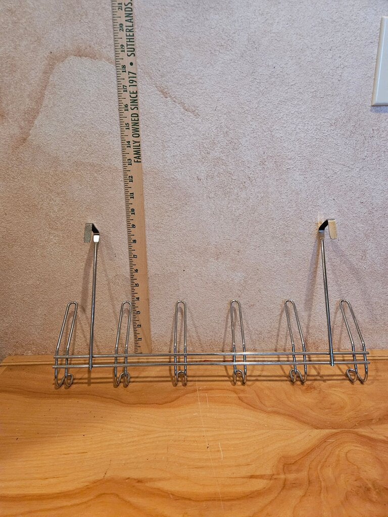 Designer Over The Door Wire Clothes coat hat Towel Display Rack Closet Organizer Silver Metal 6 Hooks