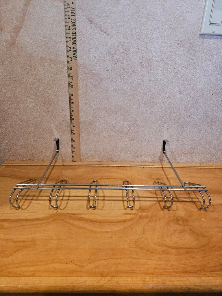 Designer Over The Door Wire Clothes coat hat Towel Display Rack Closet Organizer Silver Metal 6 Hooks