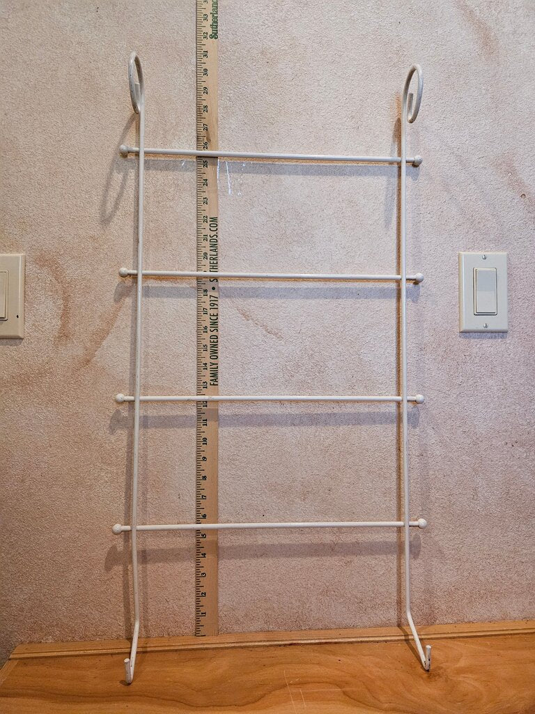 Wall or Door Mount White Wire towel holder, tie rack, closet organizer