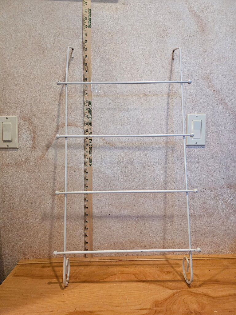 Wall or Door Mount White Wire towel holder, tie rack, closet organizer