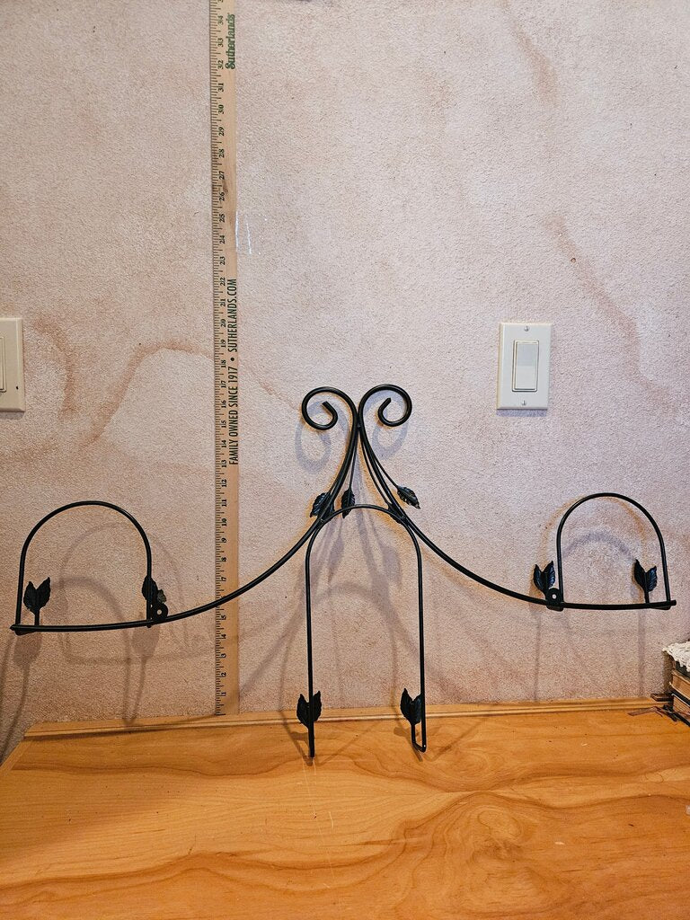 Unique Rarer Vintage Decorative Black Metal Wall-Mounted Plate Art Deco rack art display w leaf motifs
