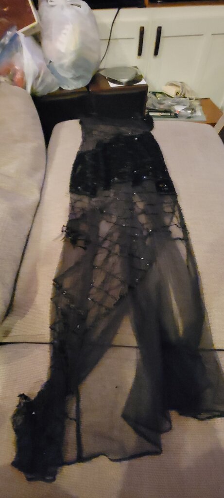 Black Sheer Dress with Beaded Design