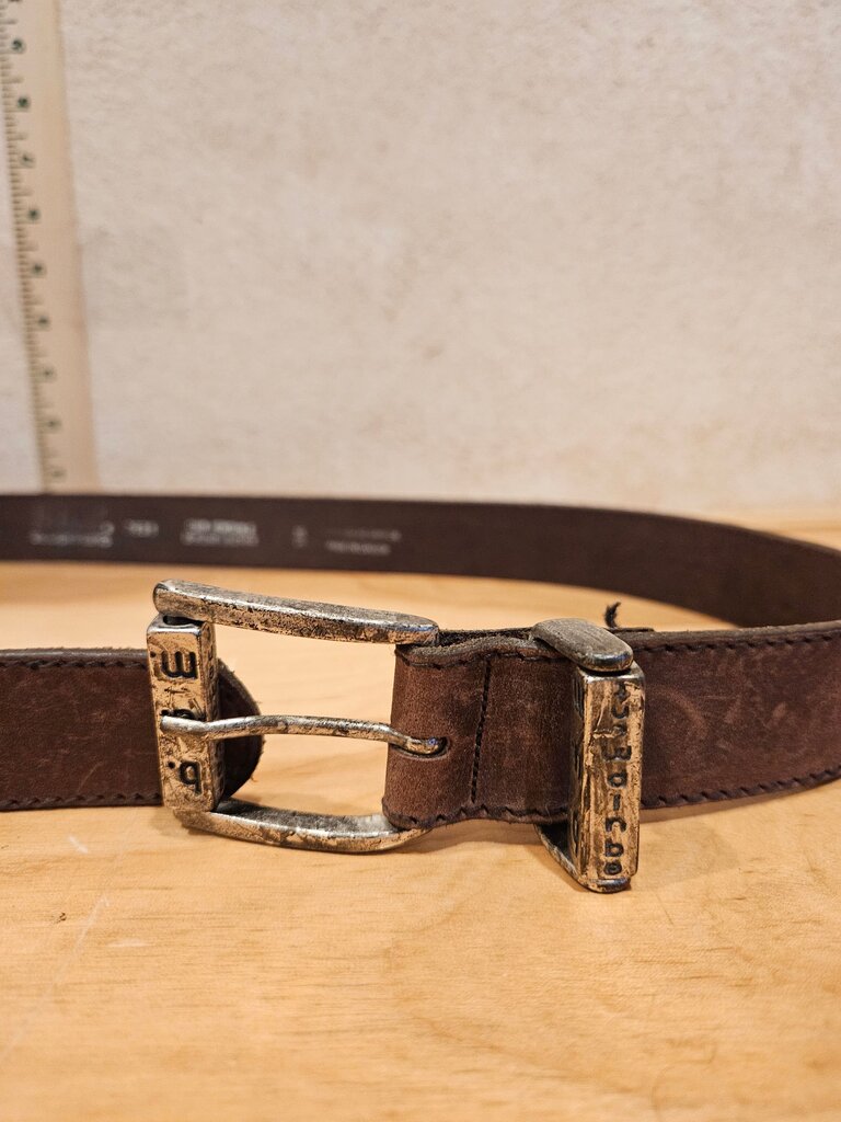 Brown Leather Belt with Metal Buckle
