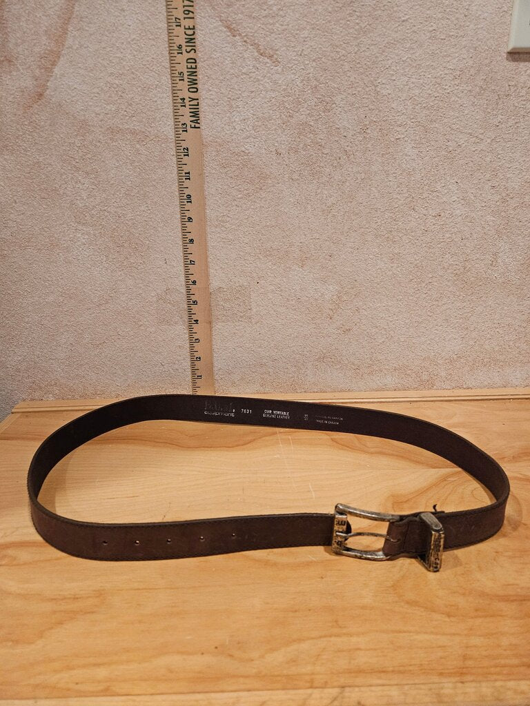 Brown Leather Belt with Metal Buckle