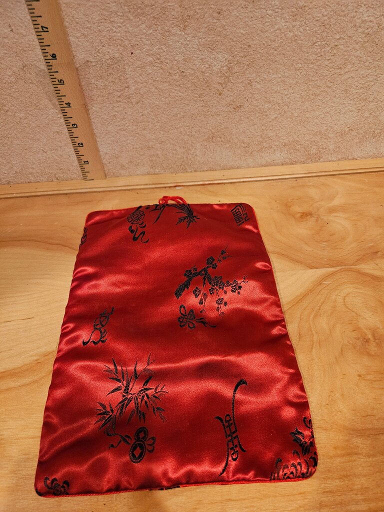 Red Silk Jewelry Roll Organizer