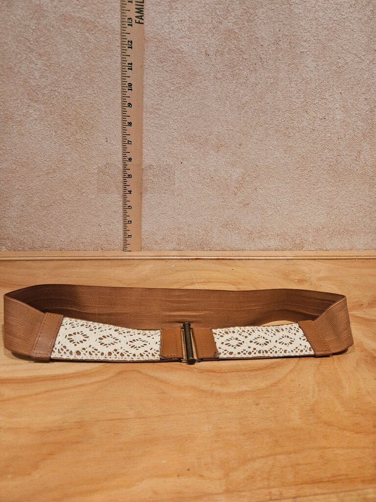 Stylish Women's Elastic Waist Belt with Lace Detail