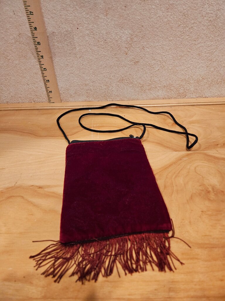 Embroidered Velvet Crossbody Bag