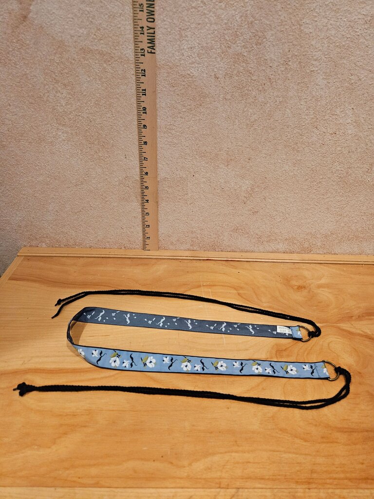 Blue Floral Print Cord Adjustable Headband