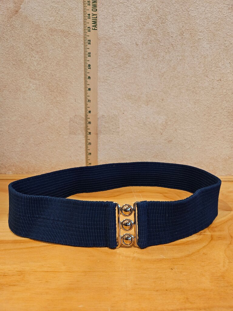 Women's Navy Elastic Fashion Belt
