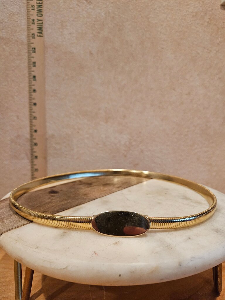 Gold Tone Oval Choker Necklace