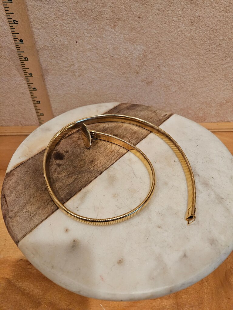 Gold Tone Oval Choker Necklace