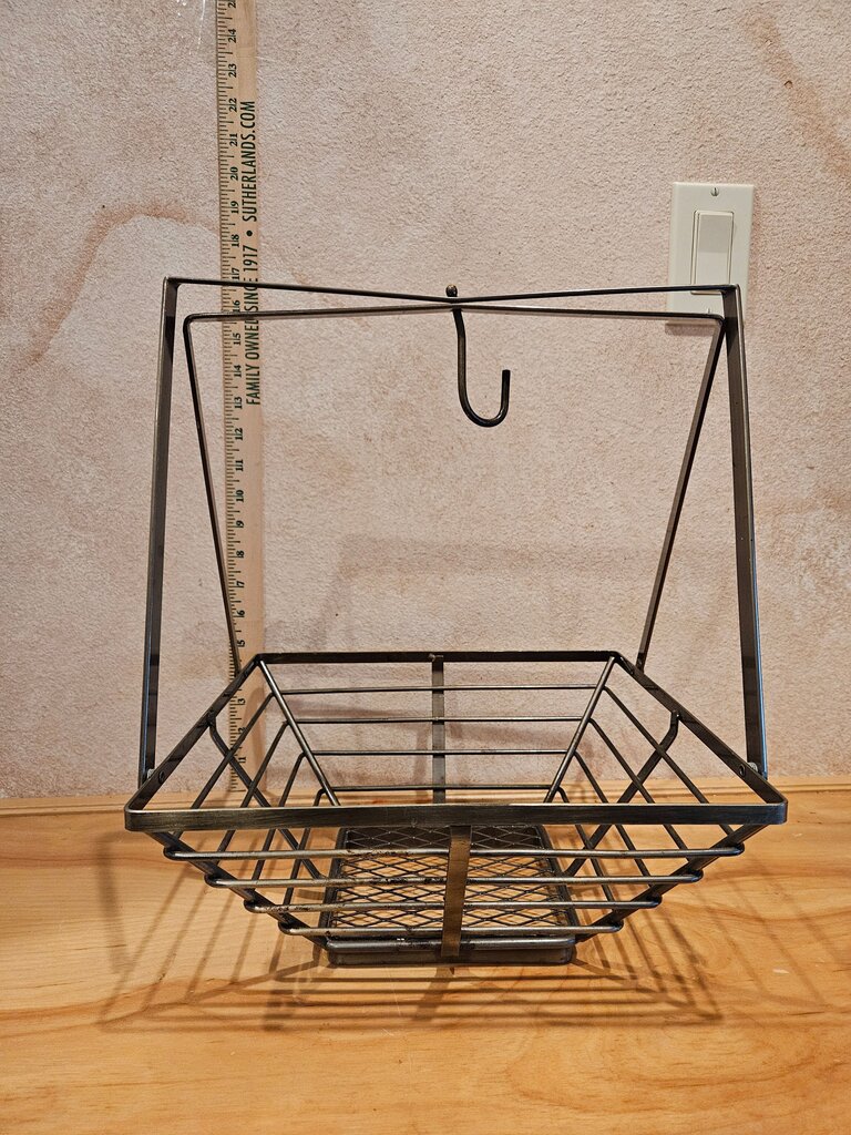 Gourmet Basics by Mikasa Rustic Basket with Banana Hook, Metal Wire Storage Basket w Hanging Hook