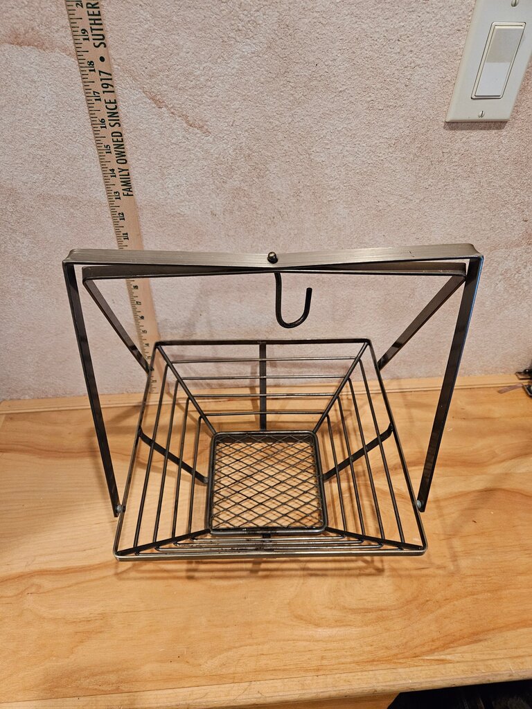 Gourmet Basics by Mikasa Rustic Basket with Banana Hook, Metal Wire Storage Basket w Hanging Hook