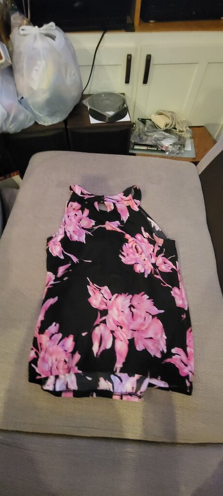 INC Black Floral Tank Top