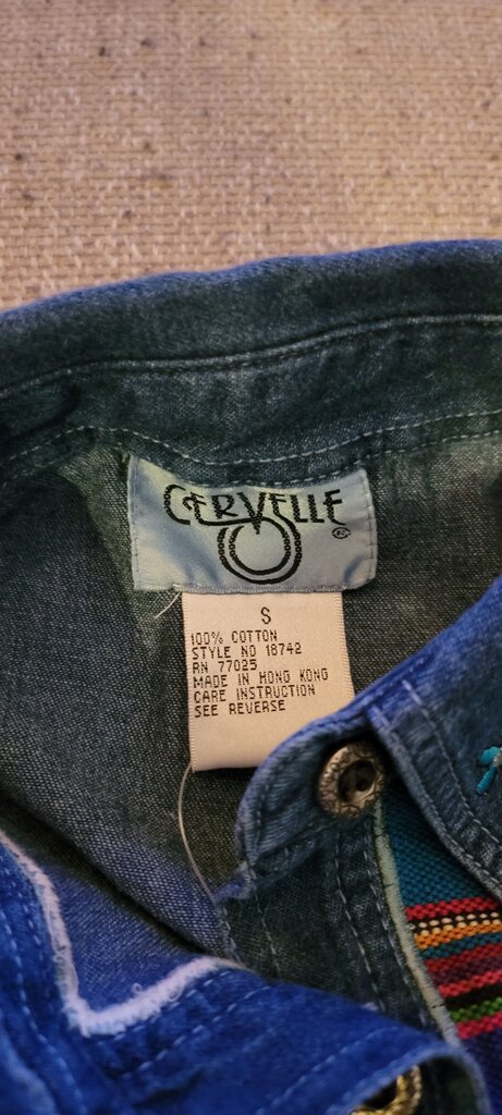 Cervelle Denim Shirt with Colorful Embroidery