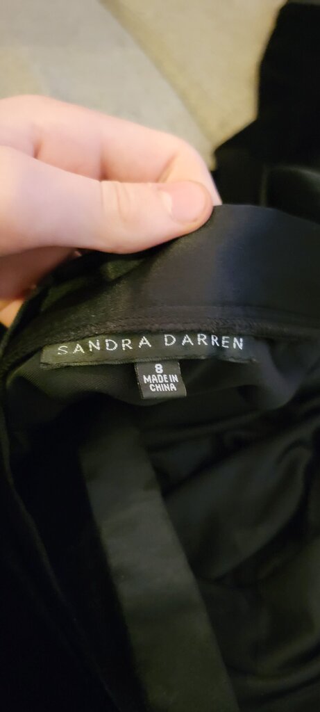 Sandra Darren Black Velvet Dress Size 8