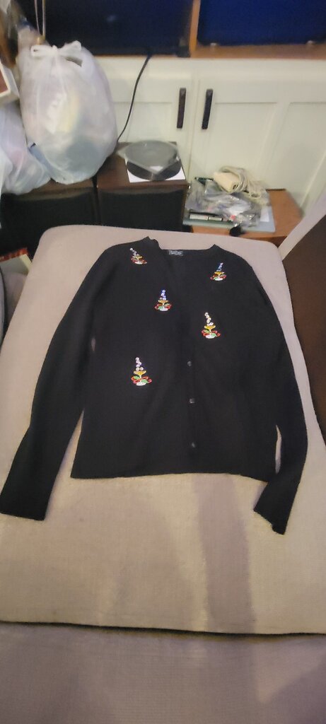 Crystal Kobe Black Cardigan with Embroidery
