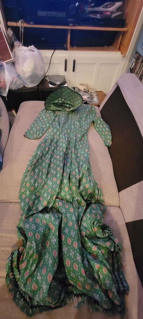 Green Floral Dress with Bonnet