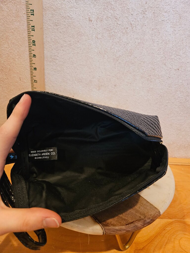 Elizabeth Arden Black Crocodile Print Clutch