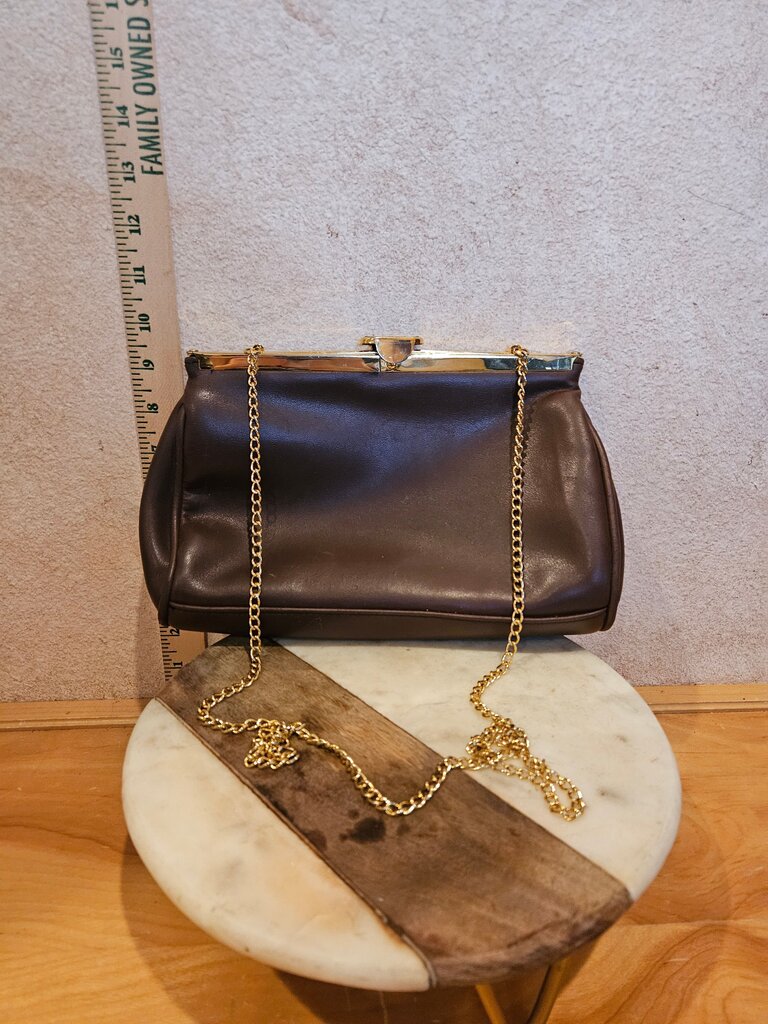 Vintage Brown Leather Clutch Bag