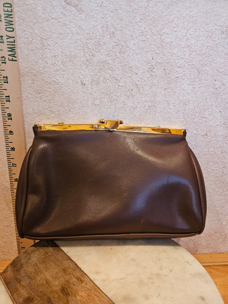 Vintage Brown Leather Clutch Bag