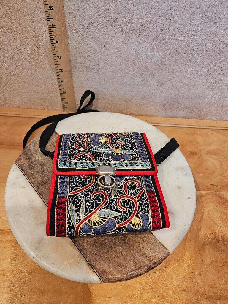 Embroidered Fabric Crossbody Purse