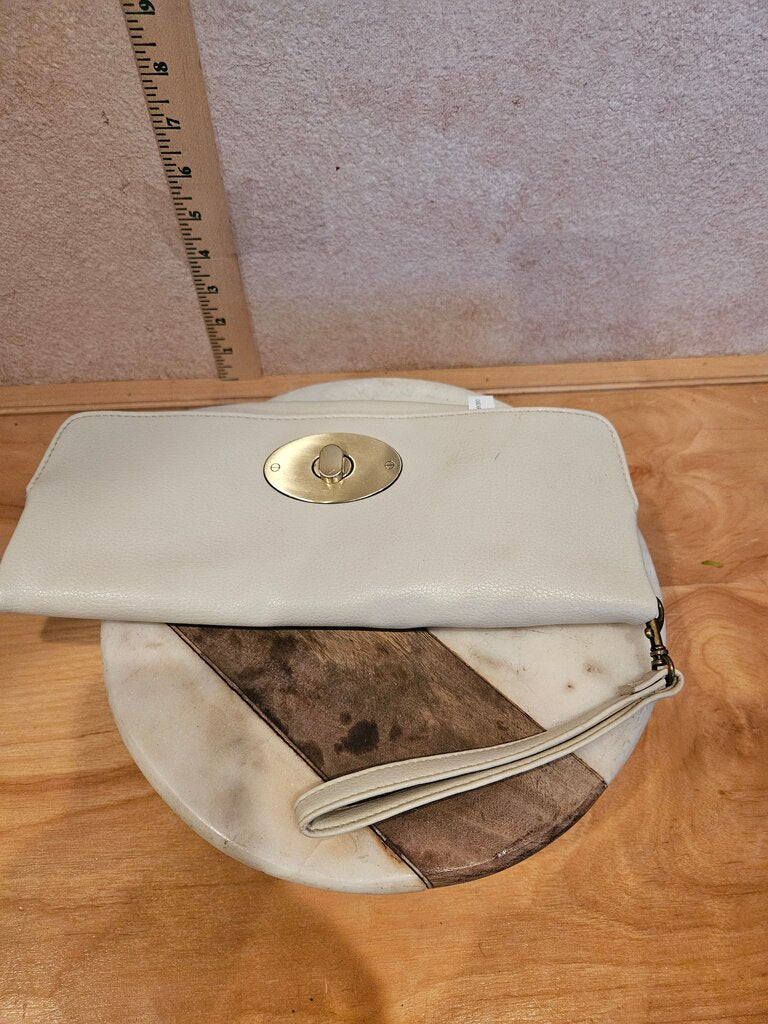 Stylish White Leather Clutch