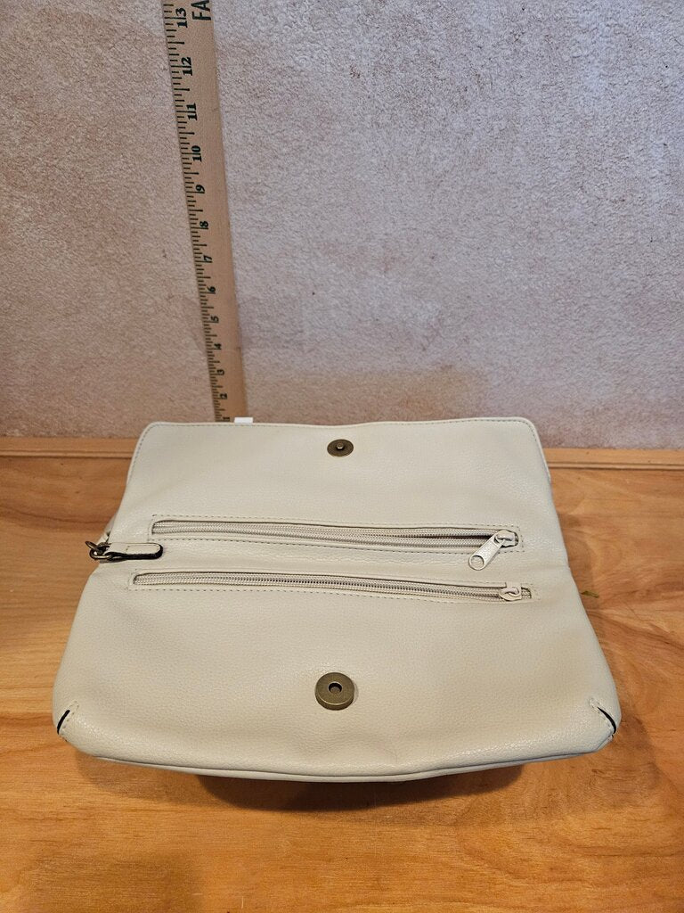 Stylish White Leather Clutch