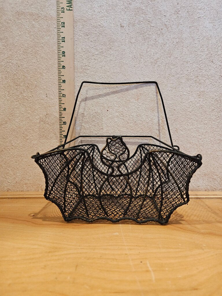 Black Bat Wire Basket Halloween treat table display witchy decor