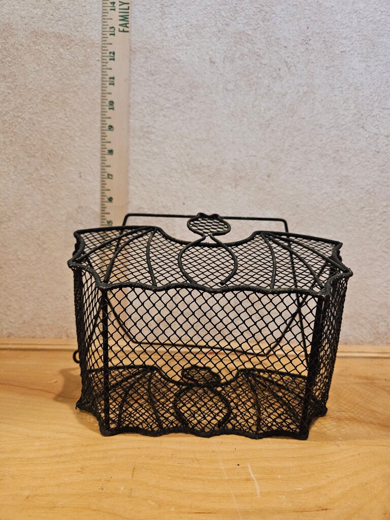 Black Bat Wire Basket Halloween treat table display witchy decor