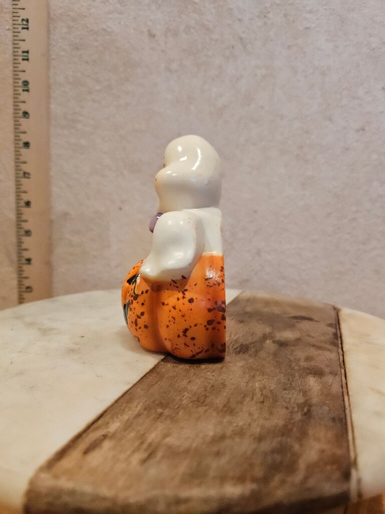 Ghost on Pumpkin Figurine fall halloween table decor
