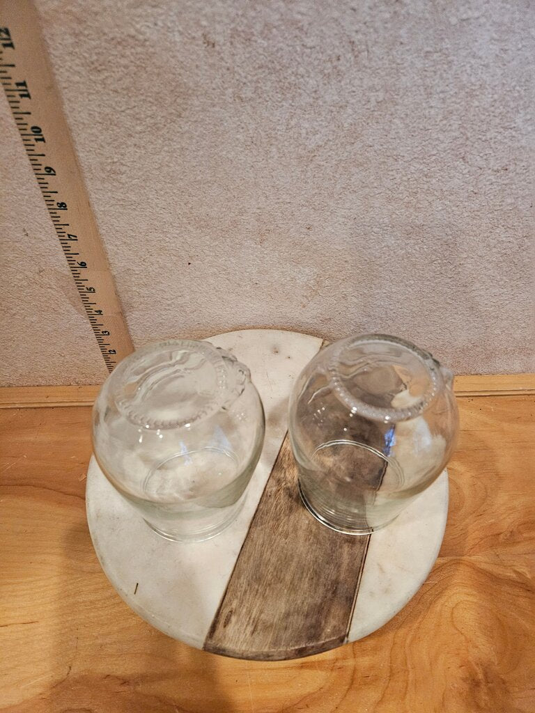 2 Halloween Skeleton Hand Glasses 4.75" Stemless Wine Tumblers Votive Holders Clear Glass Tumblers