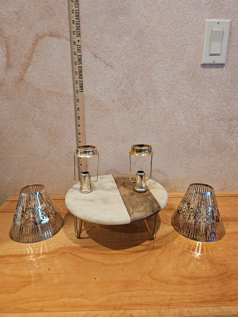 Pair of Gorham Silverplate Filigree Candle Lamp Shade Pierced Silver Candle Covers with mounts