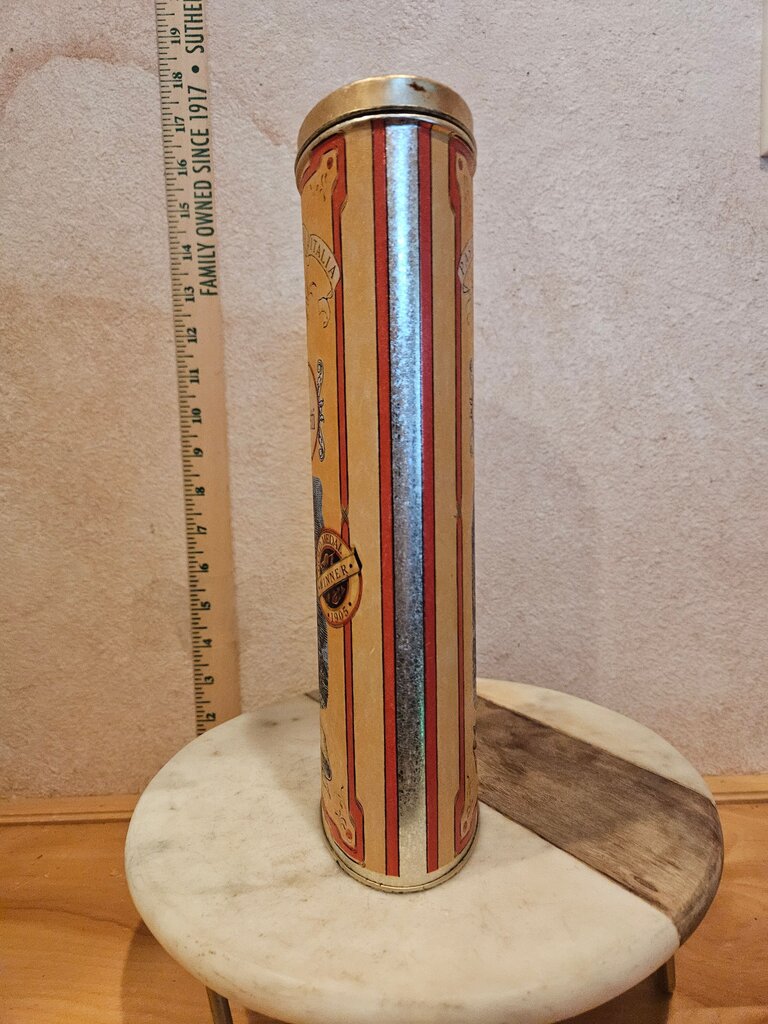 Vintage Antiqued Looking Italian Spaghetti Tin Pasta Semolina Italia Luce DeCielo Since 1885