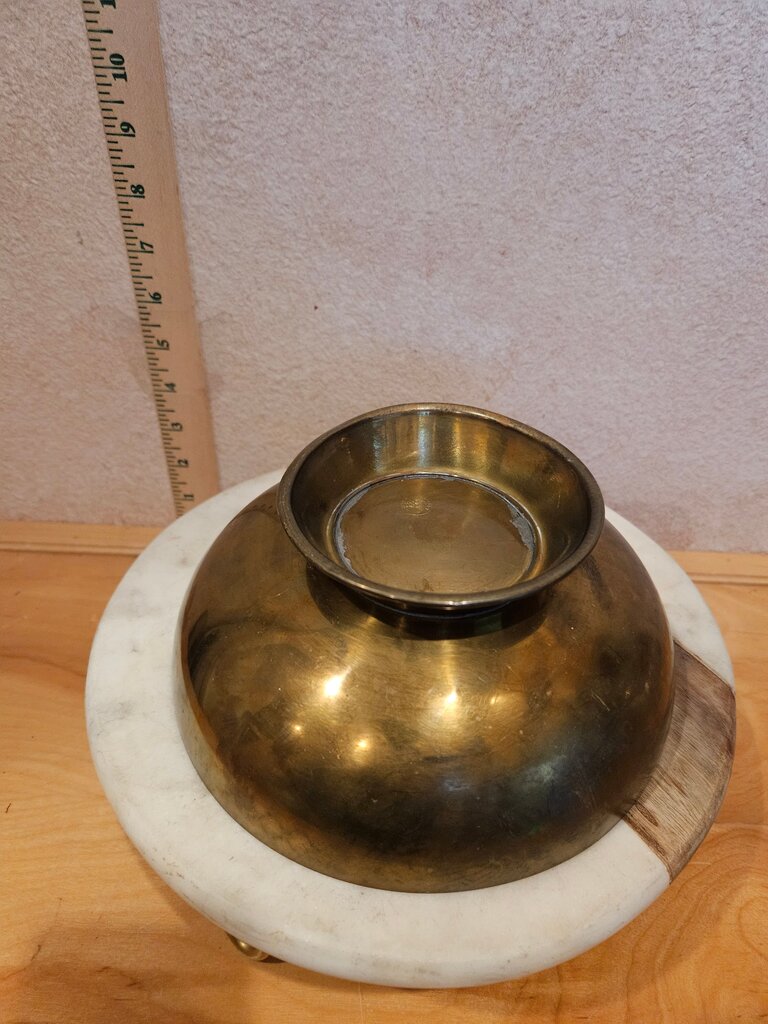 made in England Pedistal Vintage Brass Footed Bowl Etched Design Decorative trinket/ fruit / collection bowl