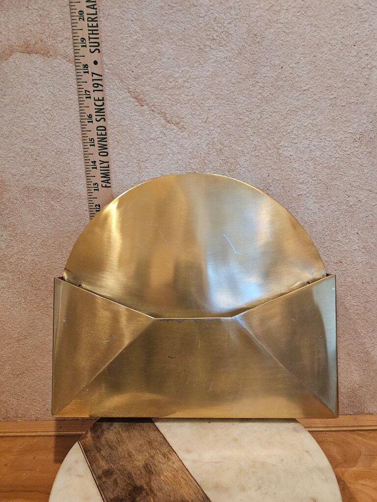 Mid-Century Hanging Modern Vintage Brass Mail Holder Gold Letter Organizer MCM Office Decor - Mid Century Gold Wall Pocket