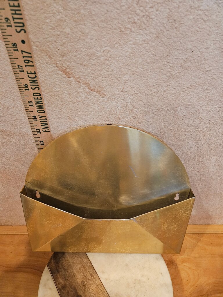 Mid-Century Hanging Modern Vintage Brass Mail Holder Gold Letter Organizer MCM Office Decor - Mid Century Gold Wall Pocket