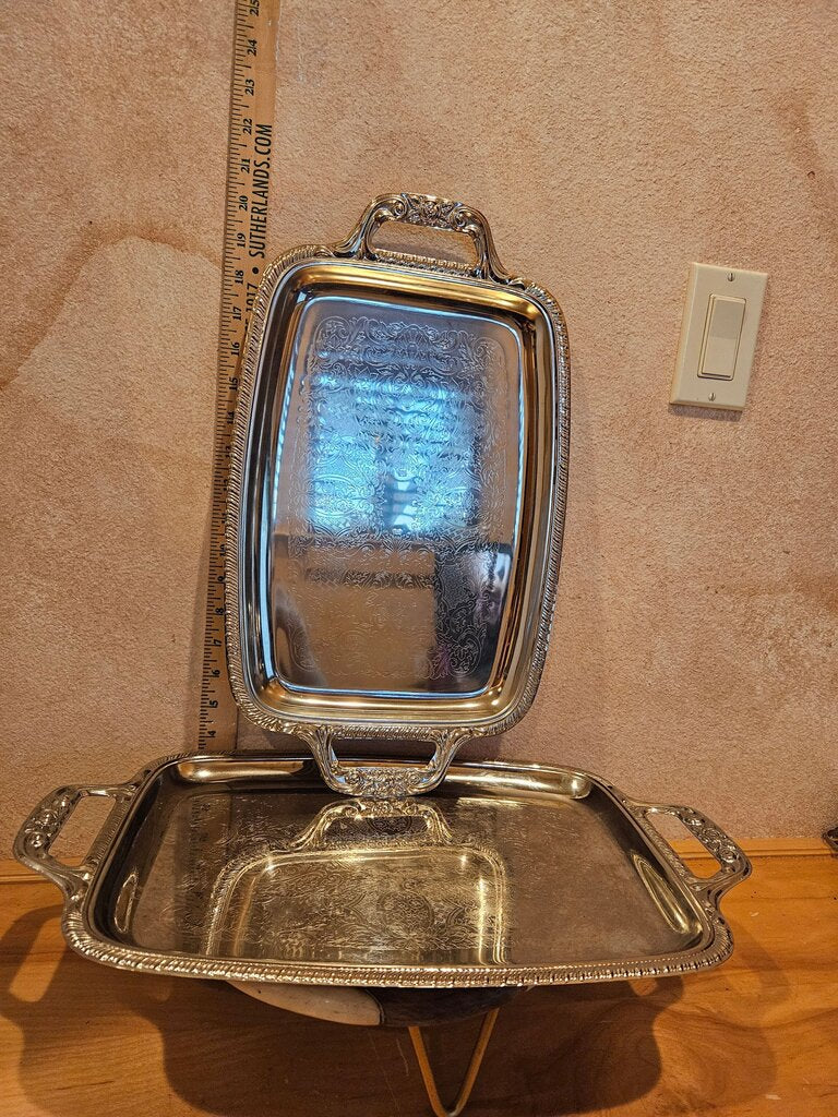 Vintage Silver Plated Serving Tray Set
